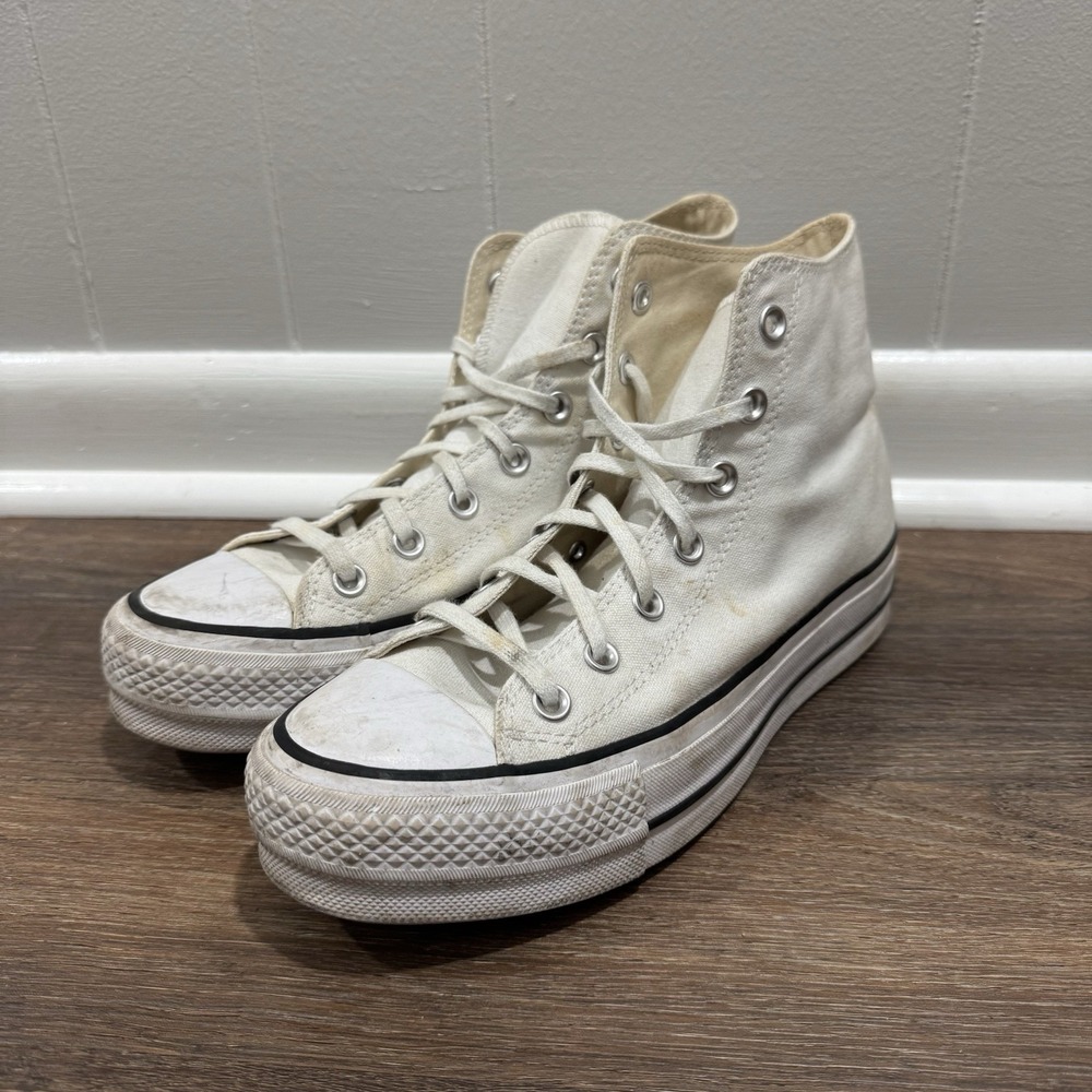 Converse All Star White Hi Top Platform Sneakers Women's Sz 9 Casual